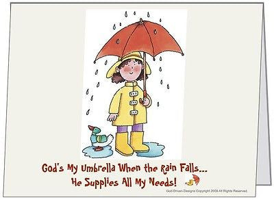 God is My Umbrella Inspirational Card 5/Pack Set