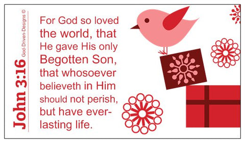 John 3:16 Limited Edition Christmas Wallet Size Seed Card - Pink