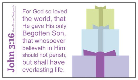 John 3:16 Limited Edition Christmas Wallet Size Seed Card - Purple