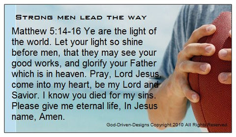 Strong Men Lead the Way Football Prayer of Salvation Seed Card