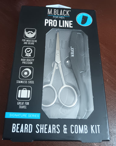 M. Black for Men Proline Beard Shears, Comb Set, and Bag