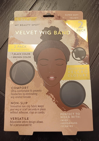 My Beauty Spot Velvet Wig Band 2 Pack Brown & Black