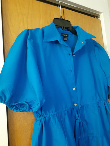 NWT Style House Royal Blue Dress Button Down Baby Doll