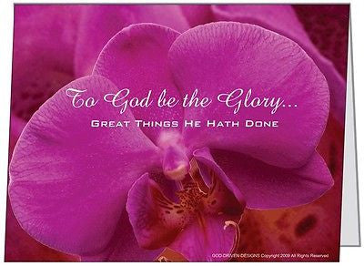 To God be the Glory Purple Orchid Greeting Card 5/Pack Set