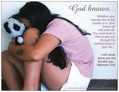 God Knows... Healing From Abuse Prayer Card