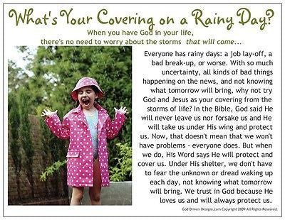What's Your Covering On a Rainy Day Inspirational Prayer Card