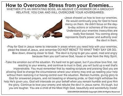 How To Overcome Stress from Your Enemies Prayer Card