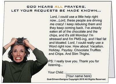 God Hears All Prayers - Hair Pulling Funny Card 5/Pack Set