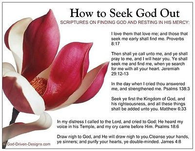 God Driven Designs Inspirational How to Seek God Out Prayer Card