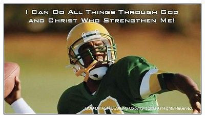 I Can Do All Things God and Christ Football Magnet