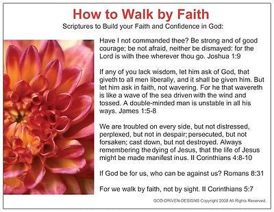God Driven Designs Inspirational How to Walk By Faith Prayer Card
