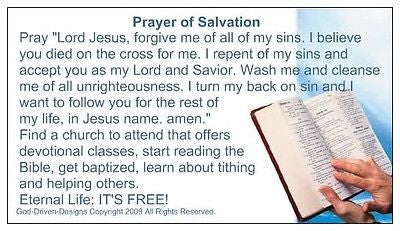 Prayer of Salvation Seed Cards, Bible Image, Large Font