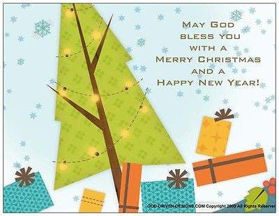 May God Bless You Christmas Holiday Note Card 5/Pack Set