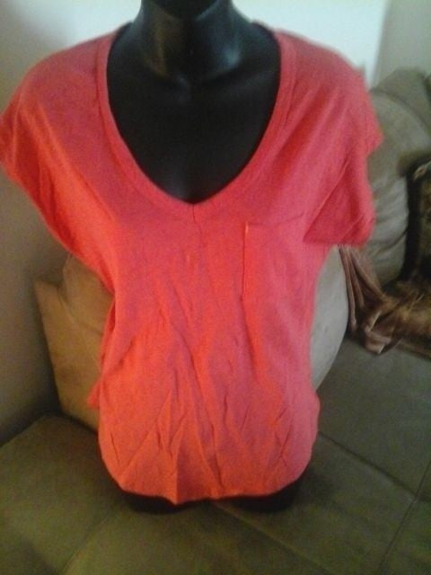 Old Navy Melon Orange Red Casual Burnout Tee Shirt