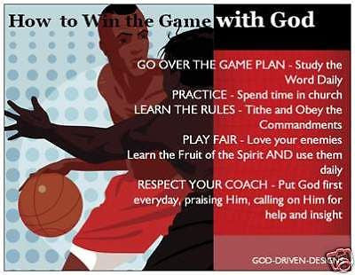 God Driven Designs Inspirational Win the Game With God Basketball Prayer Card