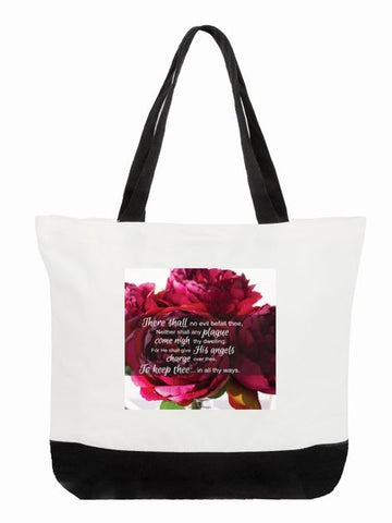 Top Mom Gift - a Tote Bag with Flowers and Psalm 91