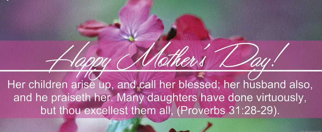Happy Mother's Day Banner 2.5' x 6' - Violet Proverbs 31:28-29