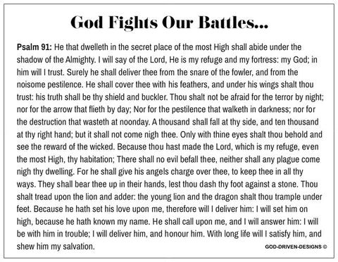 God Fights Our Battles Prayer Card Psalm 91