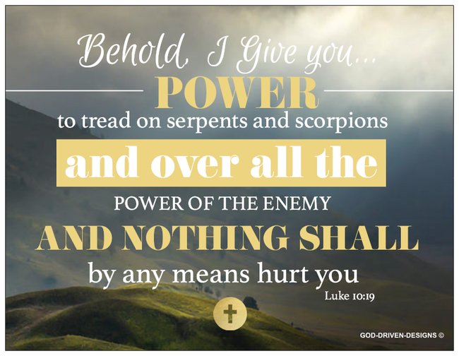 Power in Jesus Over Diseases Luke 10:19 Prayer Card - Mountain