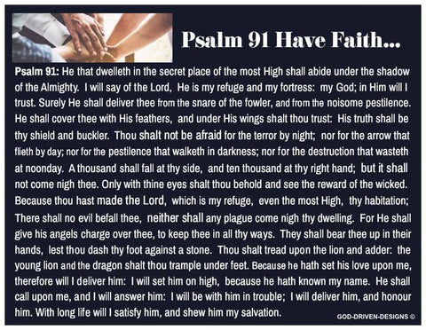 Psalm 91 Have Faith Prayer Card (Blue with Blank Back)