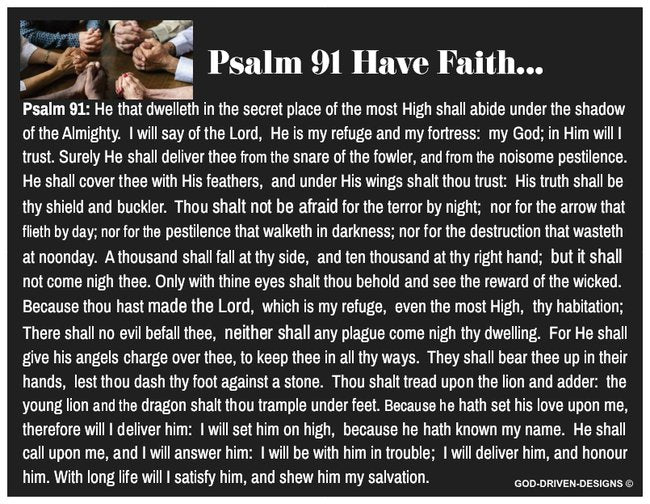 Psalm 91 Have Faith Prayer Card (Black with a Blank Back)