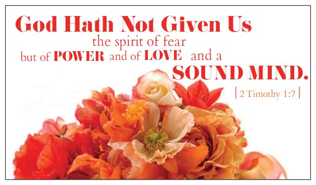Bible Verse Card 2 Timothy 1:7 Power, Love and a Sound Mind - No Fear
