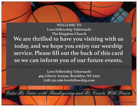 Custom Basketball Ministry Church Welcome Card