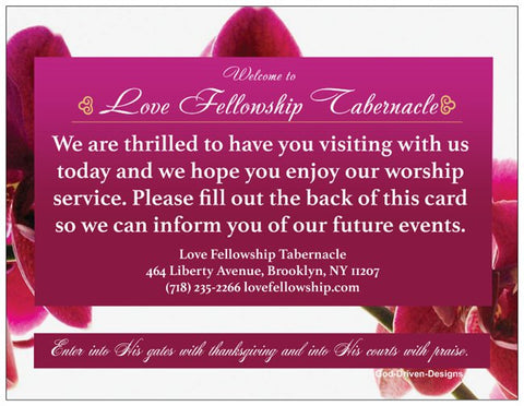 Custom Church Event Cards - Orchid Floral Theme