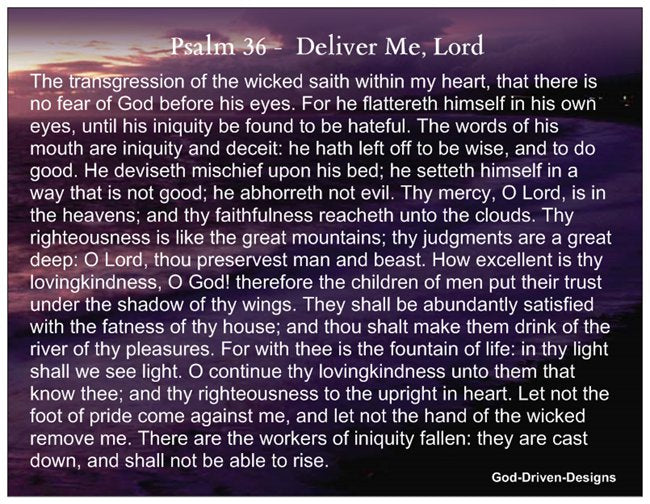 Psalm 36 and Psalm 27 Prayer Card Deliver Me, Lord