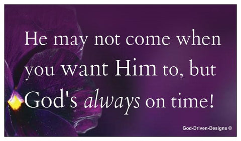 God's Always On Time Event Card - Purple Flower