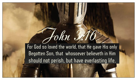 John 3:16, The Lord's Prayer, Salvation Seed Card - Knight / Soldier