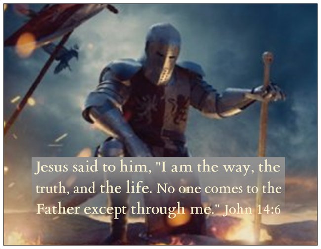 Warriors Prayer Card - Knight Theme and John 14:6