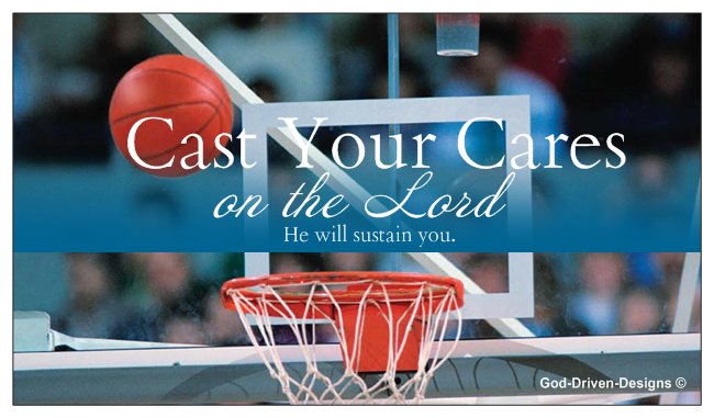 Cast Your Cares Custom Event Place Cards - Basketball