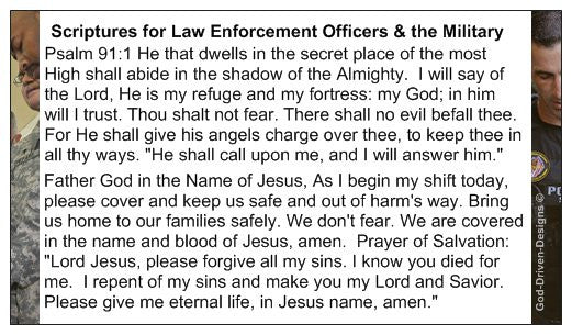 Psalm 91 Prayer Card for Police & Military