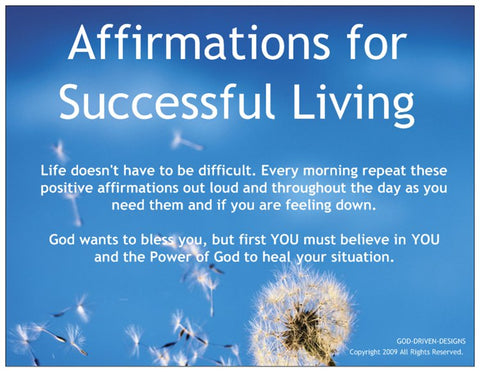 Affirmations for Successful Living Prayer Card