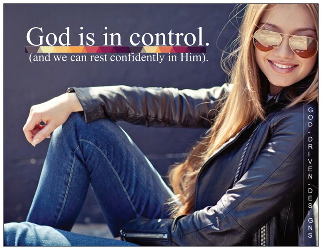 You can rest in God. Image shown is a confident woman smiling.