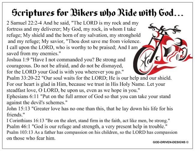 Scriptures for Bikers who Ride with Christ Prayer Card - Motorcycle Theme