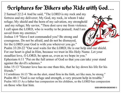 Scriptures for Bikers who Ride with Christ Prayer Card - Motorcycle Theme