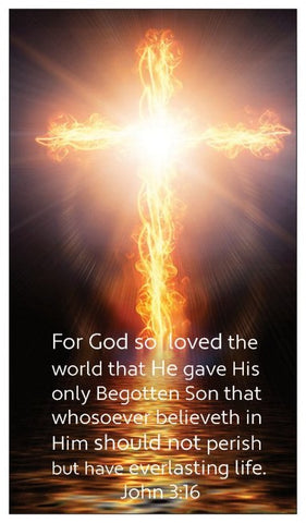 John 3:16, The Lord's Prayer, and Salvation Seed Card Cross with Fire