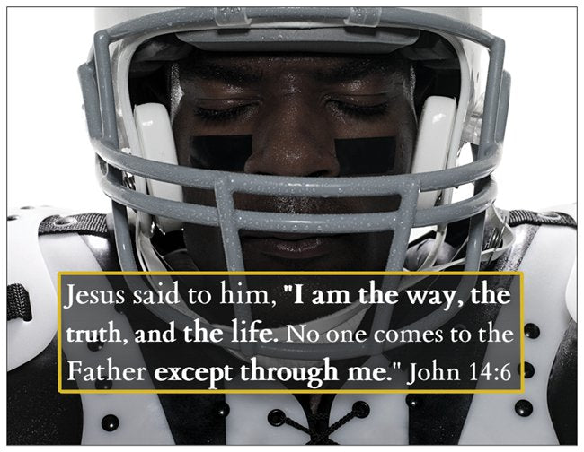 The Warriors Prayer Card with Football Player Theme and John 14:6