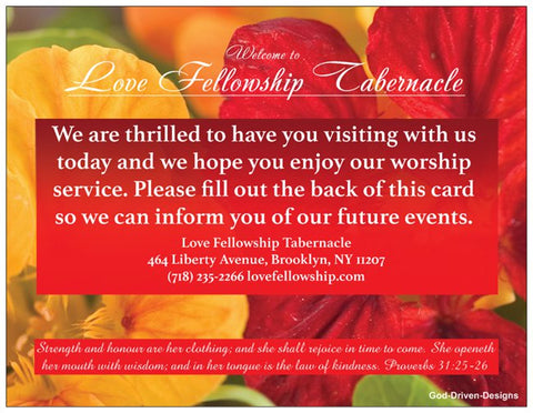 Order Mother's Day Church Welcome Cards - Red Orange