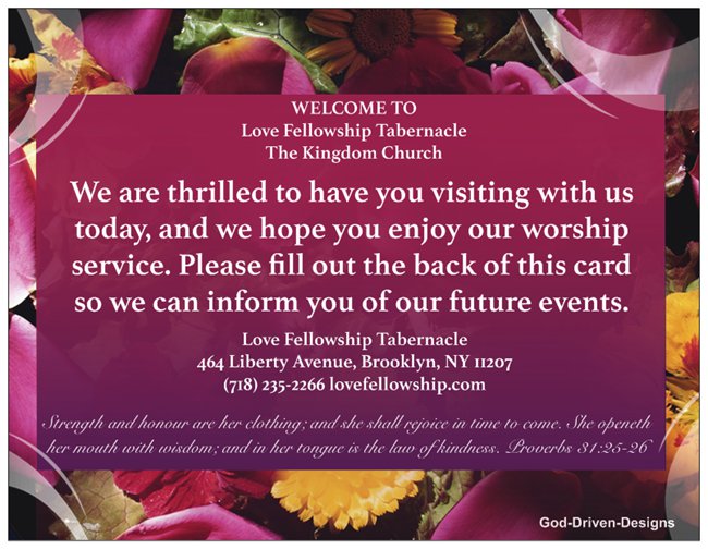 Order Custom Mother's Day Church Welcome Cards - Floral