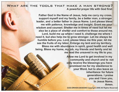 Tools of a Strong Man Prayer Card - Handyman / Construction