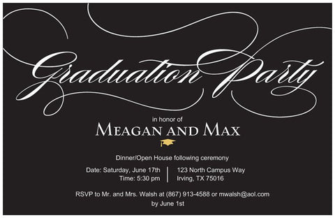 Graduation Party Custom Horizontal Flat 5" x 7" Invitation Cards (Sample Shown)