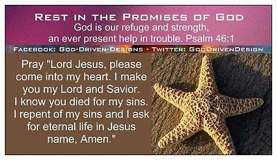 Rest in the Promises of God Prayer of Salvation Starfish Fuschia Seed Card