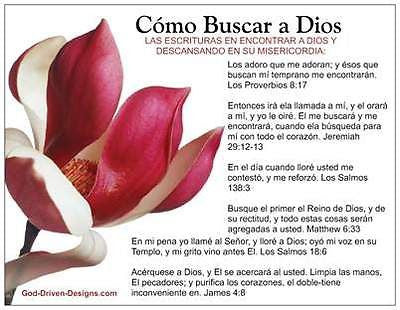 Como Buscar a Dios (How to Seek God Out) Spanish Prayer Card