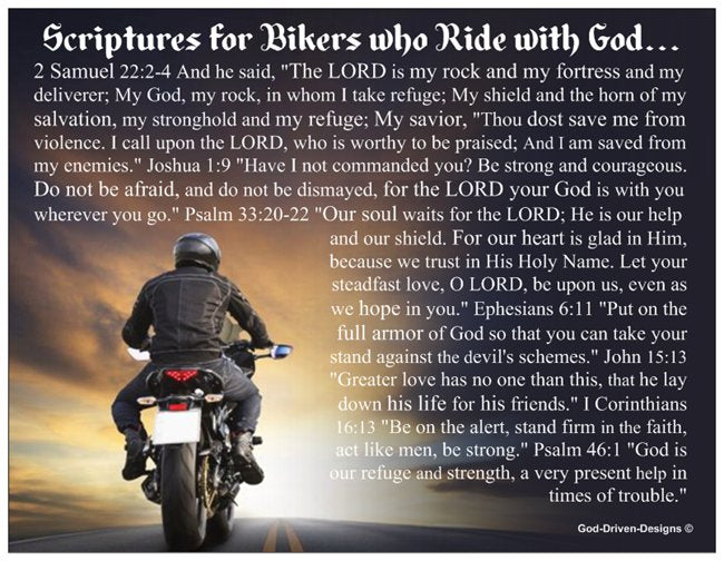 Biker's Prayer Card with Scriptures - Motorcycle