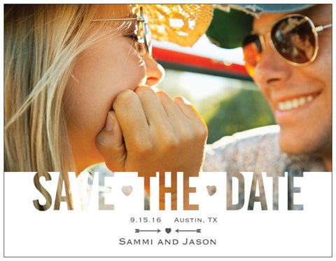 Save the Date Engagement Party Custom Horizontal Flat 5.5" x 4" Invitations (Sample Shown)