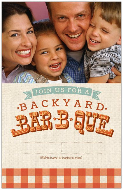 Summer Barbecue Party Custom Vertical Flat 5" x 7" Invitations (Sample Shown)